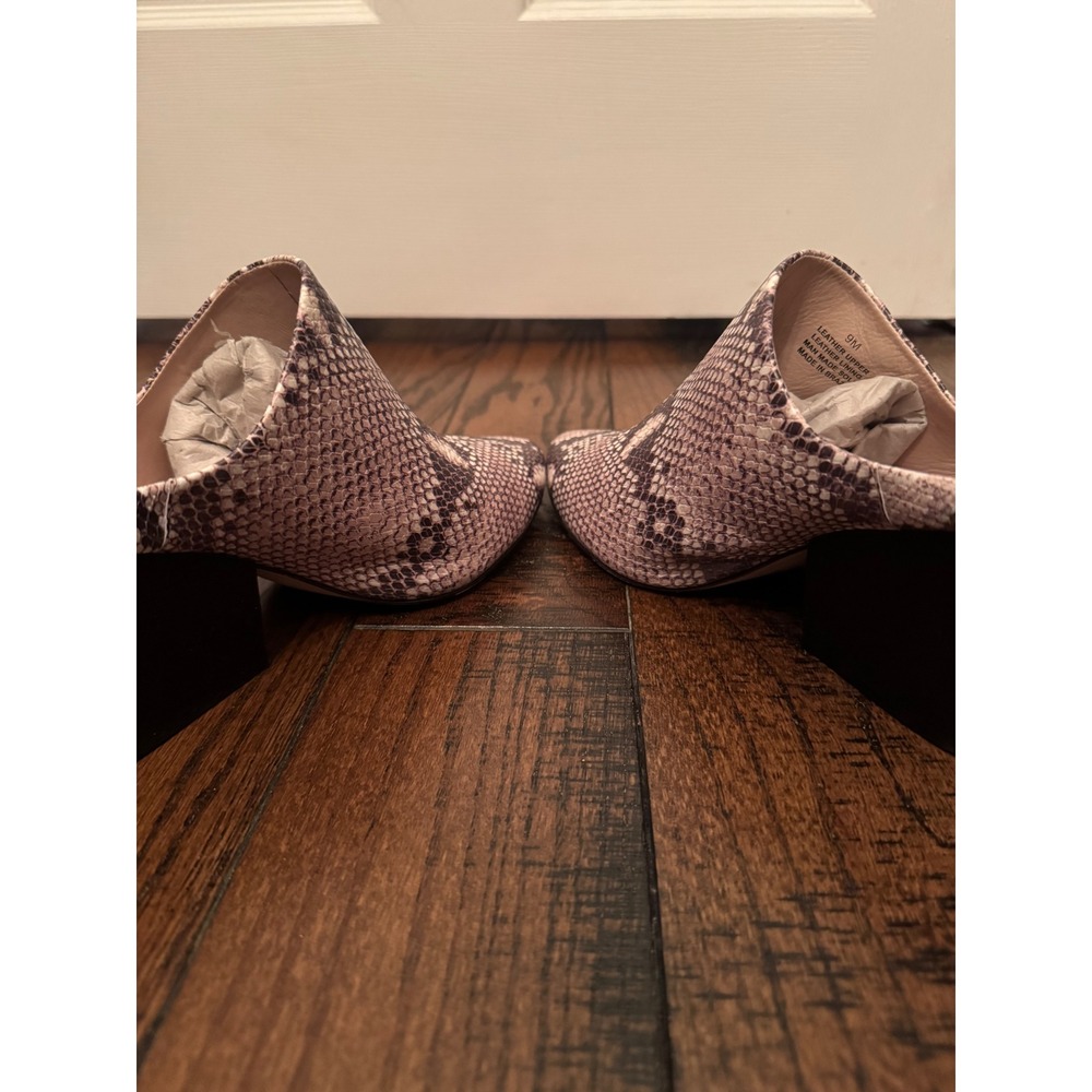 ABLE Snakeskin Print Block Heel Mules Women's Size 9M Leather Upper - Picture 4 of 8